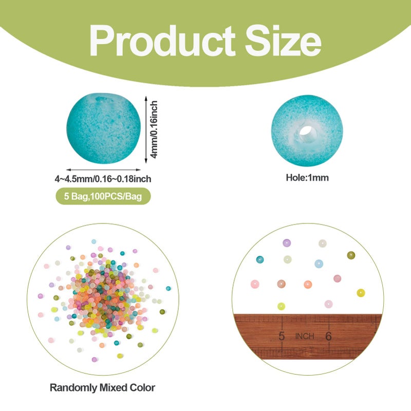 Craftdady 500Pcs 4mm Transparent Frosted Glass Beads Tiny Crystal Glass Round Loose Spacer Beads Random Mixed Colors for Jewelry Making Hole: 1mm - Image 4